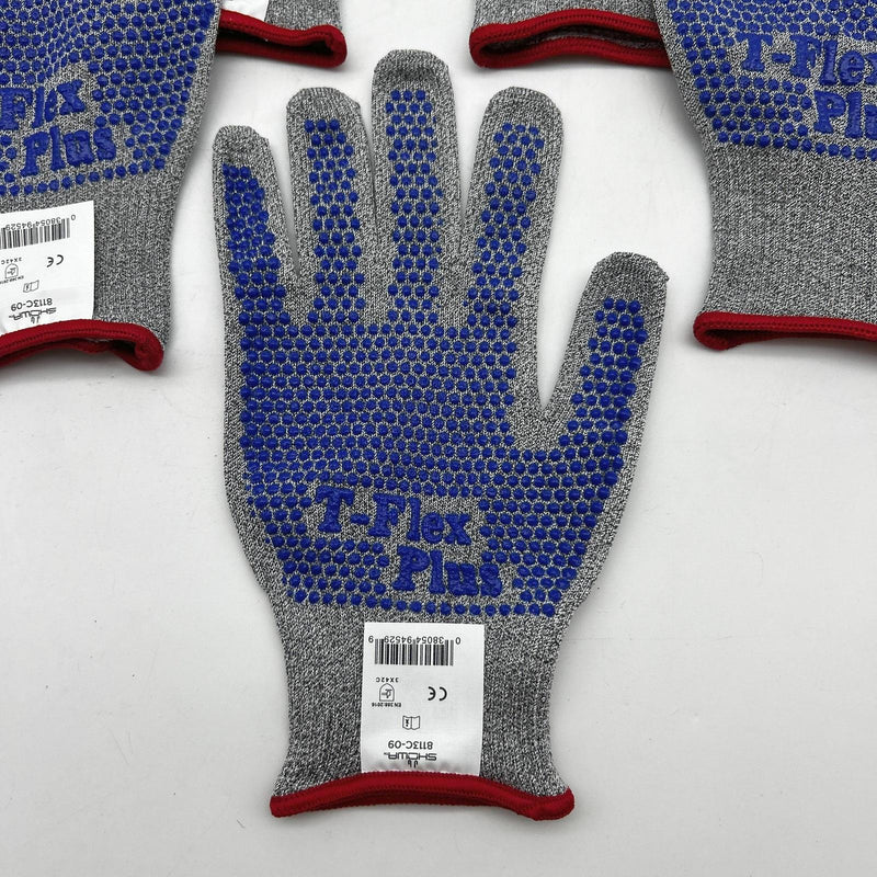Showa 8113C Cut Resistant Gloves Size 9 Large T-Flex Plus Dotted Ambi 7ct 3