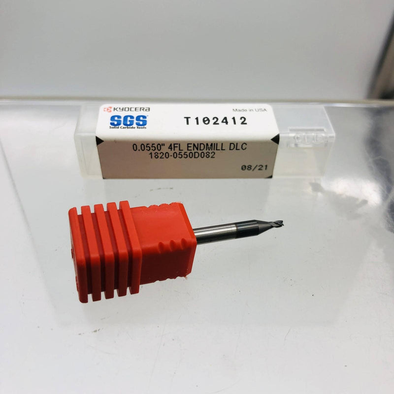 Kyocera 1820-0550D082 End Mill 0.0550" 4FL DLC 1/8DCON 1-1/2LF .082APMX T102412 9