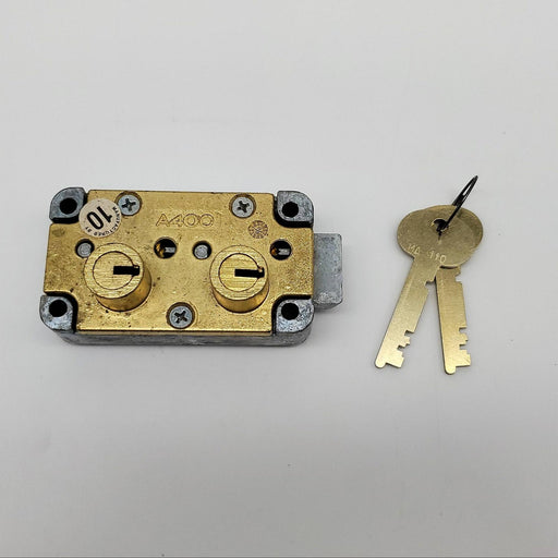 Ilco Safe Deposit Box Lock A400 LH Left Hand Satin Brass 2 Keys A4001000441LH 2