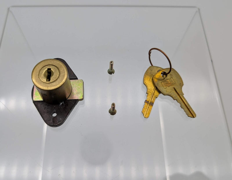 National C8704 Drawer Lock Dull Brass 7/8" Diam 15/16" Len Keyed Alike 1