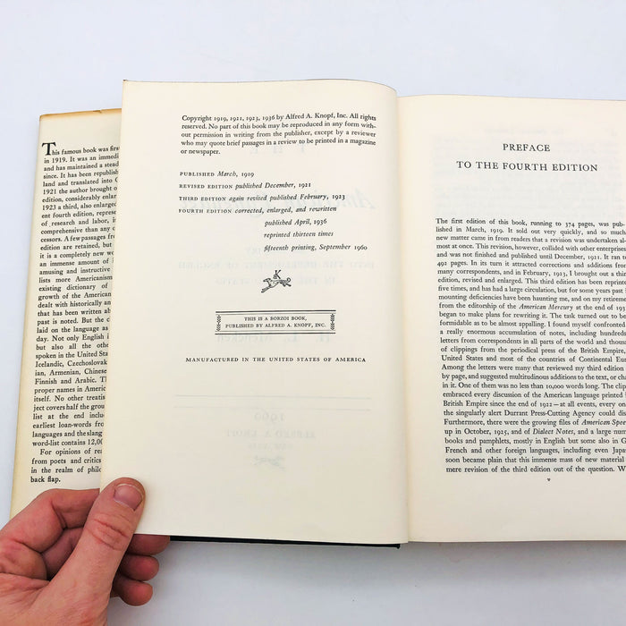 The American Language H. L. Mencken Hardcover 1960 15th Printing Linguistics 9