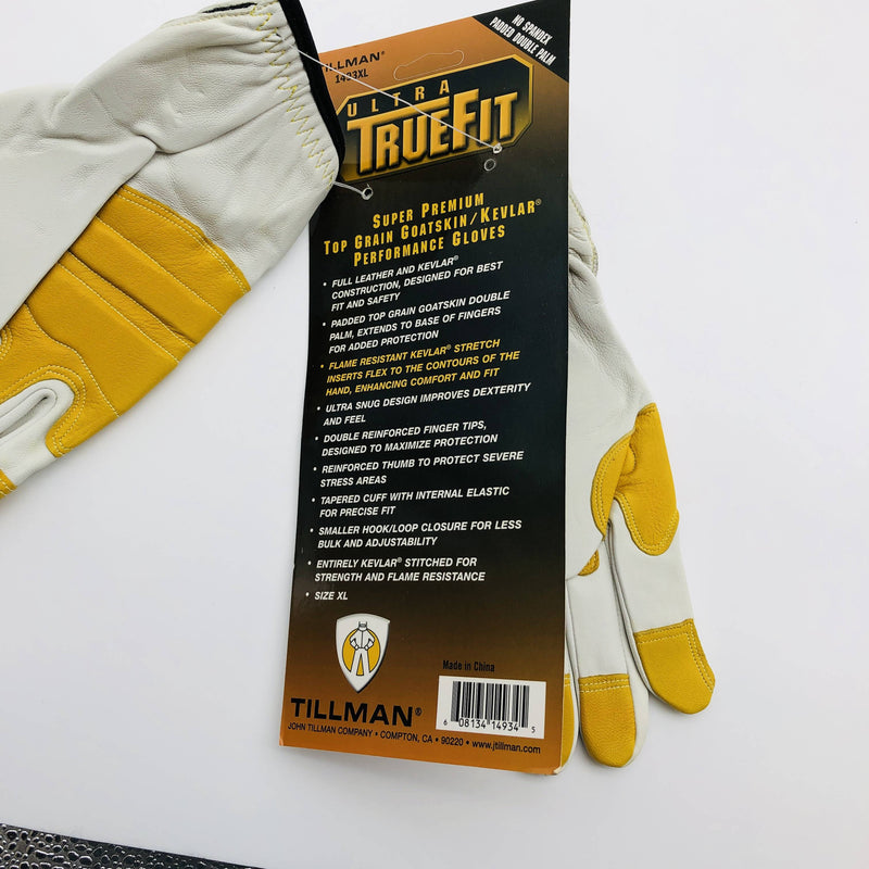TIllman 1493 Performance Gloves XL TrueFit Goatskin Leather Made with Kevlar 2pr 5