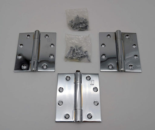 3x Hager 700 Door Hinges Full Mortise Polished Chrome 4-1/2" x 4" NRP w/ Screws 1