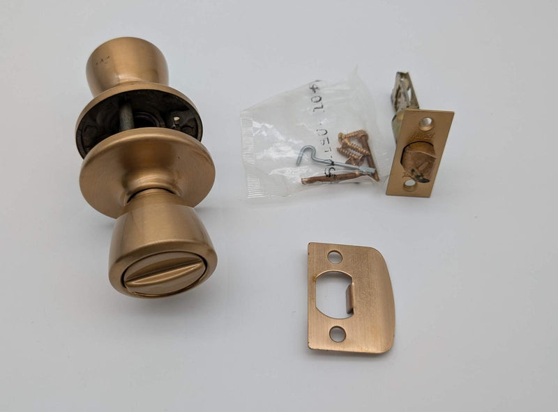 Kwikset Privacy Door Knob Lock Satin Bronze Bel Air 2-3/8" Backset 300B 1