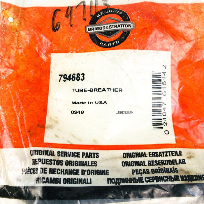 Briggs and Stratton 794683 Breather Tube OEM New NOS USA Made Sealed 697113 3