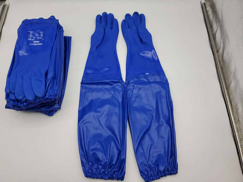 Alphatec Long Sleeve Chemical Resistant Work Gloves Size SM Soft PVC Coating 6PR 4
