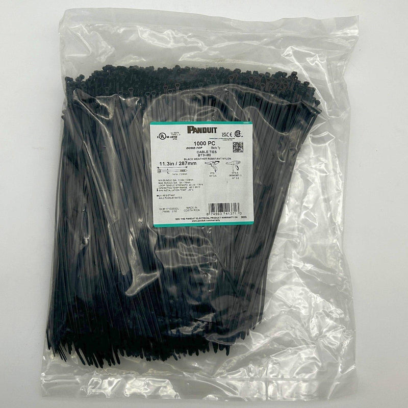 Panduit BT3I-M0 Cable Tie Dome Top Barb Ty 11.3in Blk Wea Res Nylon 40lb 1000/pk 1