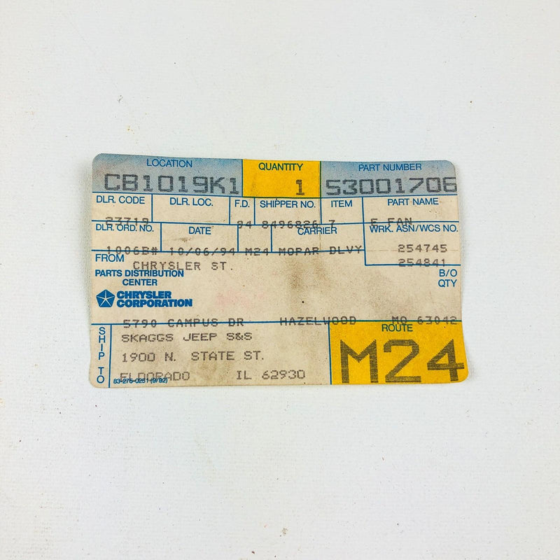 Mopar 53001706 Cooling Fan for Radiator OEM NOS 91-93 Jeep Diesel Export 3