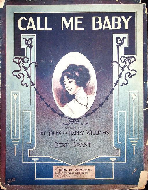 1913 Call Me Baby Vintage Sheet Music Bert Grant Joe Young Harry Williams 1