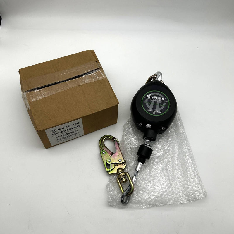 Safewaze FS-FSP1215-G Self Retracting Lanyard 15ft Cable Poly Housing SRL