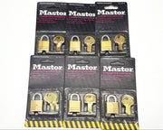6x Master Lock Padlocks 120-D Keyed Alike 1/2" Shackle Solid Brass Body NOS 1