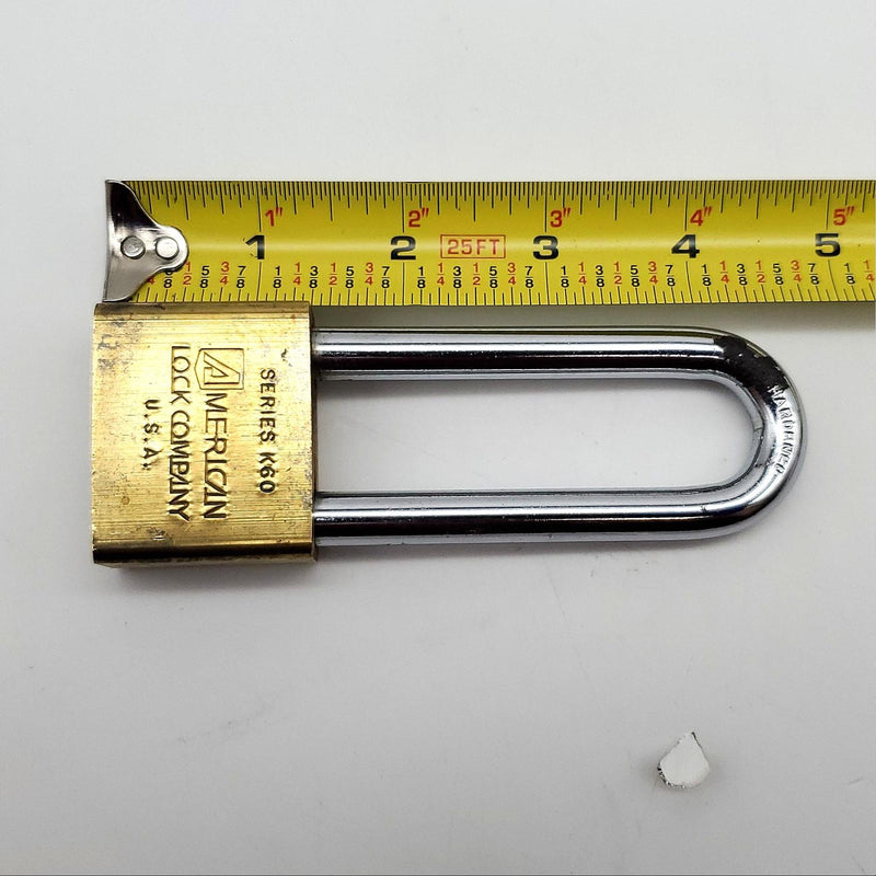 American K62 Padlock 1-5/8" Brass Body 3-1/8"L x .375"D Shackle Keyed Alike USA 8