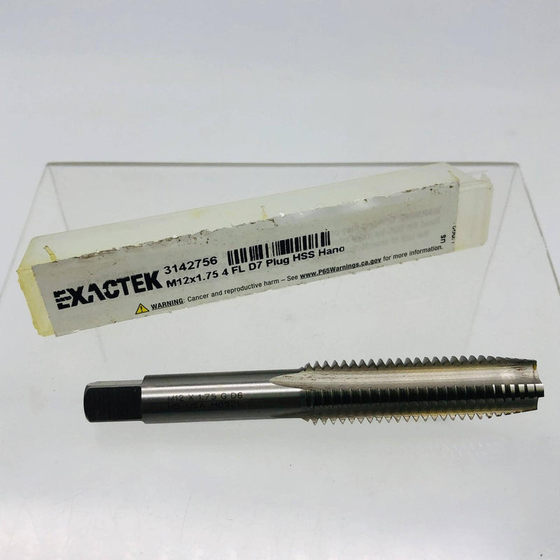 EXACTEK 3142756 Plug Hand Tap M12 x 1.75 4 Flute D7 High Speed Steel 1