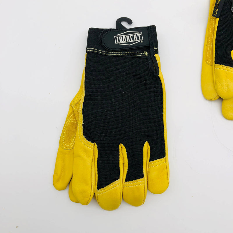 Ironcat 86350 Cowhide Leather Gloves Medium Hvy Duty Mechanics Hook Loop 3 Pairs 3