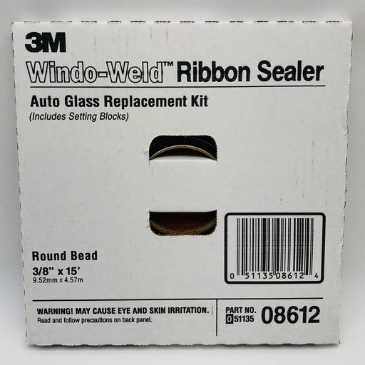 3M 08612 3M Window Weld Ribbon Sealer 3/8in X 15ft Round Auto Glass Replat Kit 1