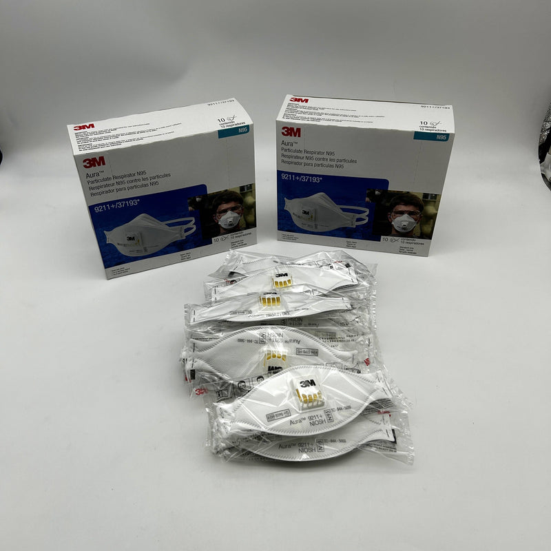 3M 9211+ 37193 Particulate Respirator Exhalation Valve N95 Mask Lot of 20
