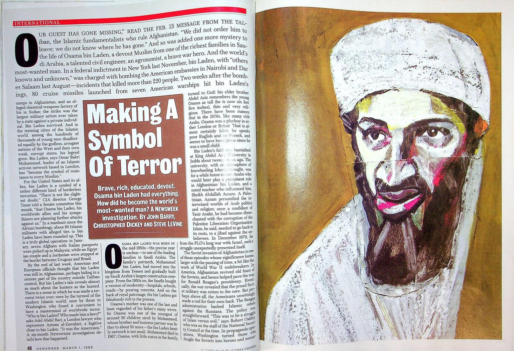 Newsweek Magazine March 1 1999 Osama Bin Laden Terrorist World Trade Center 911 4