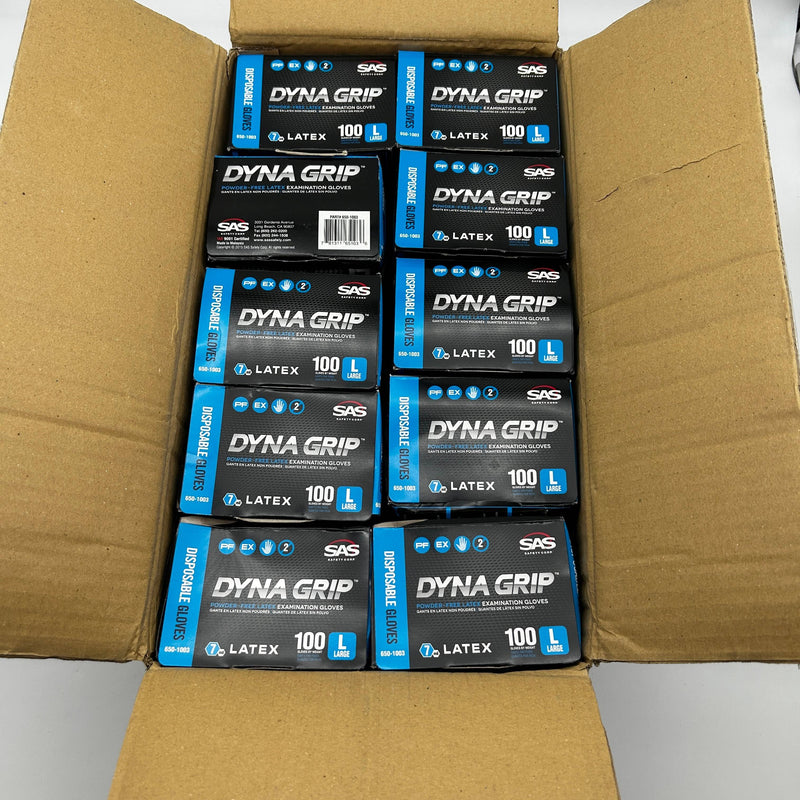Dyna Grip 650-1003 Disposable Gloves Sz Large 7 Mil Powder Free Latex 1000/Case 10