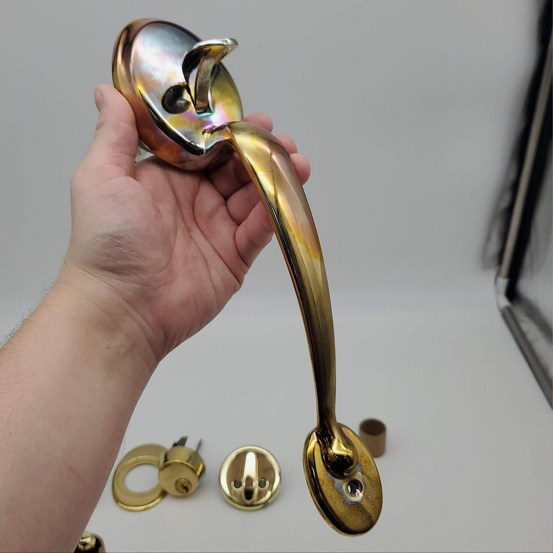 Schlage Entry Door Handlset Deadbolt & Thumbturn Brass F360V 2-3/8 to 2-3/4 BS 2