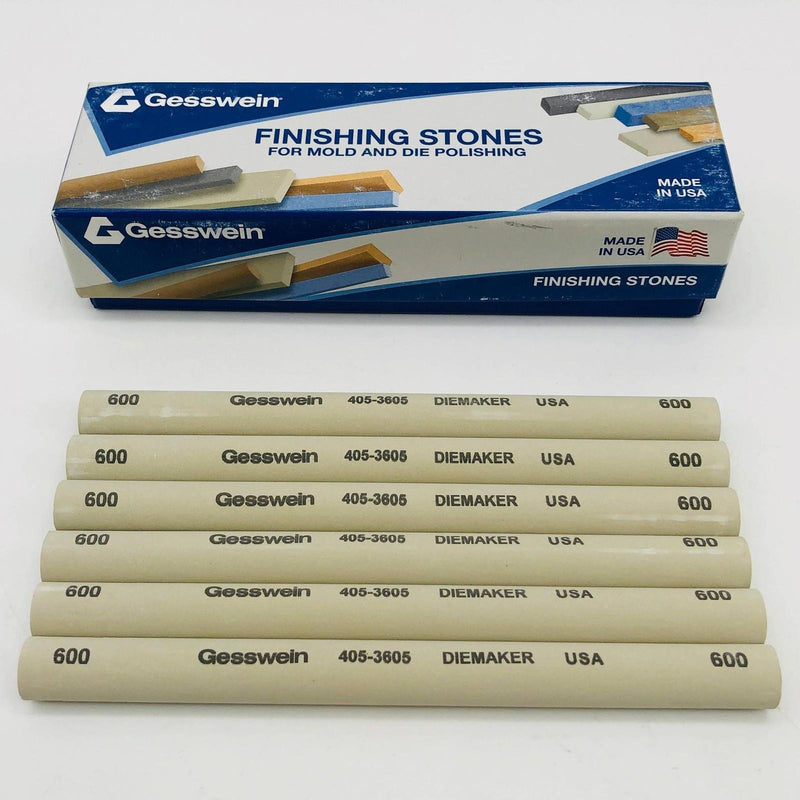 Gesswein Diemaker Stones 4053605 1/2" Round x 6" 600 Grit Aluminum Oxide Bro 6pk 1