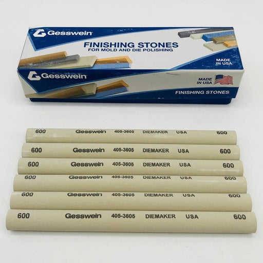 Gesswein Diemaker Stones 4053605 1/2" Round x 6" 600 Grit Aluminum Oxide Bro 6pk 1
