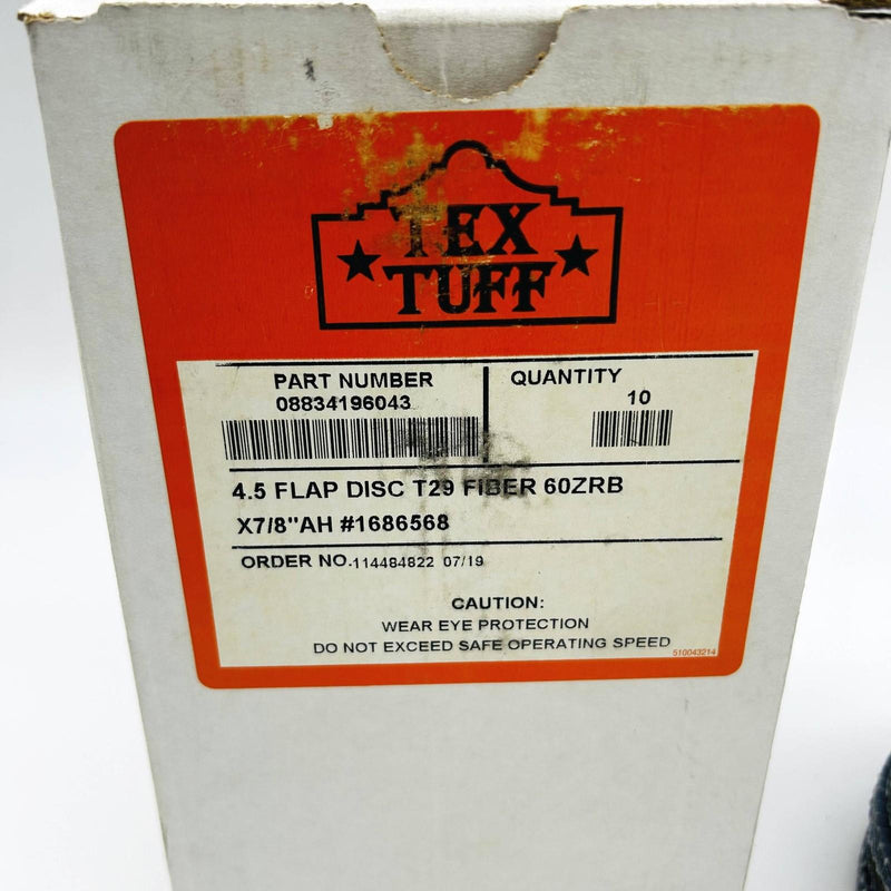 Tex Tuff 96043 Flap Disc 4-1/2in x 7/8in AH T29 60ZRB Angle Grinding Pk of 6 2