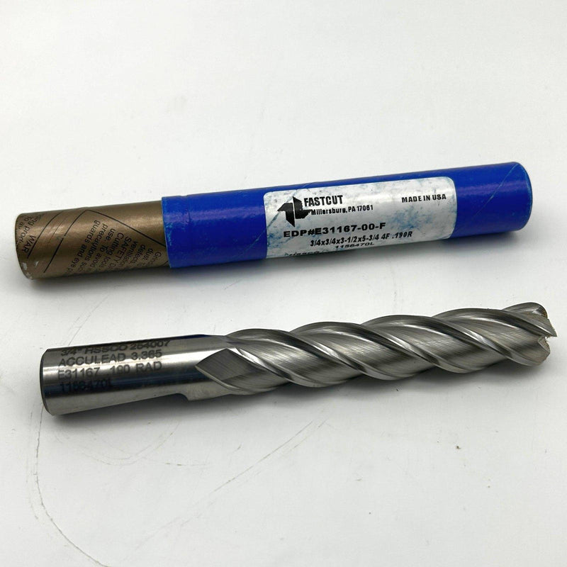 Fastcut E31167-OO-F End Mill Special 3/4 x 3/4 x 3-1/2 x 5-3/4 HSSCO 4 FL .190R 1