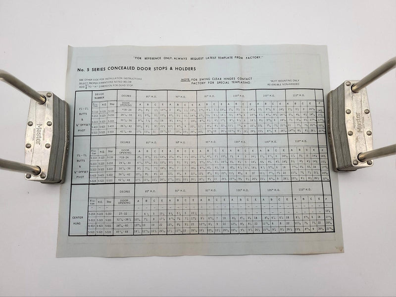 Rixson 5-533 Door Stop Overhead Concealed Satin Chrome Reversible Checkmate No 5 12