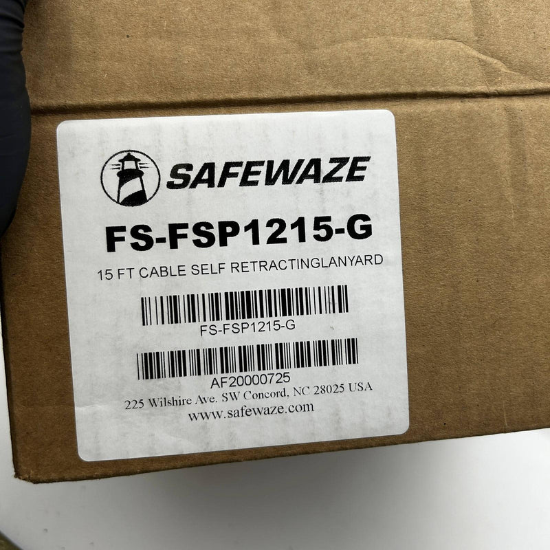 Safewaze FS-FSP1215-G Self Retracting Lanyard 15ft Cable Poly Housing SRL