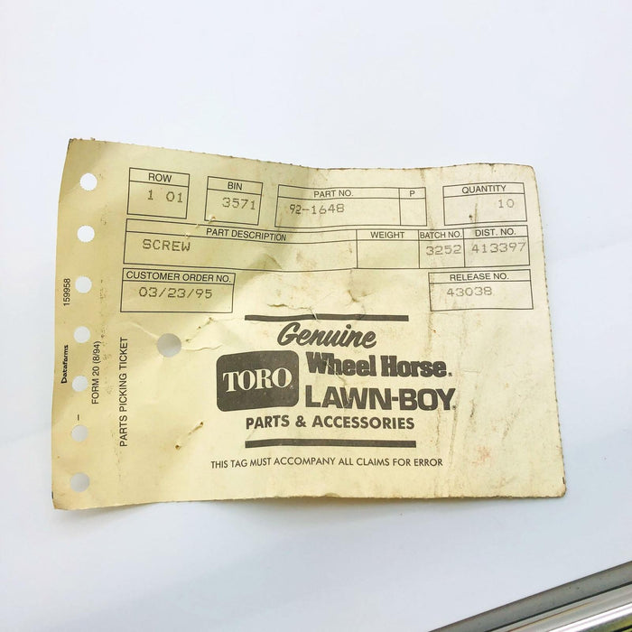 Lawn-Boy 921648 Taptite Screw OEM NOS Superseded to 951727 Loose No Pkg 2