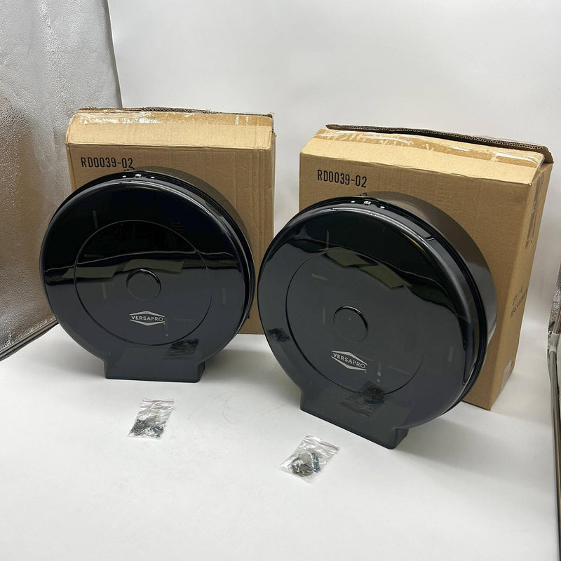 VersaPro D52002 Toilet Paper Dispenser 12in Jumbo Roll Tissue Smoke Black 2pk 10
