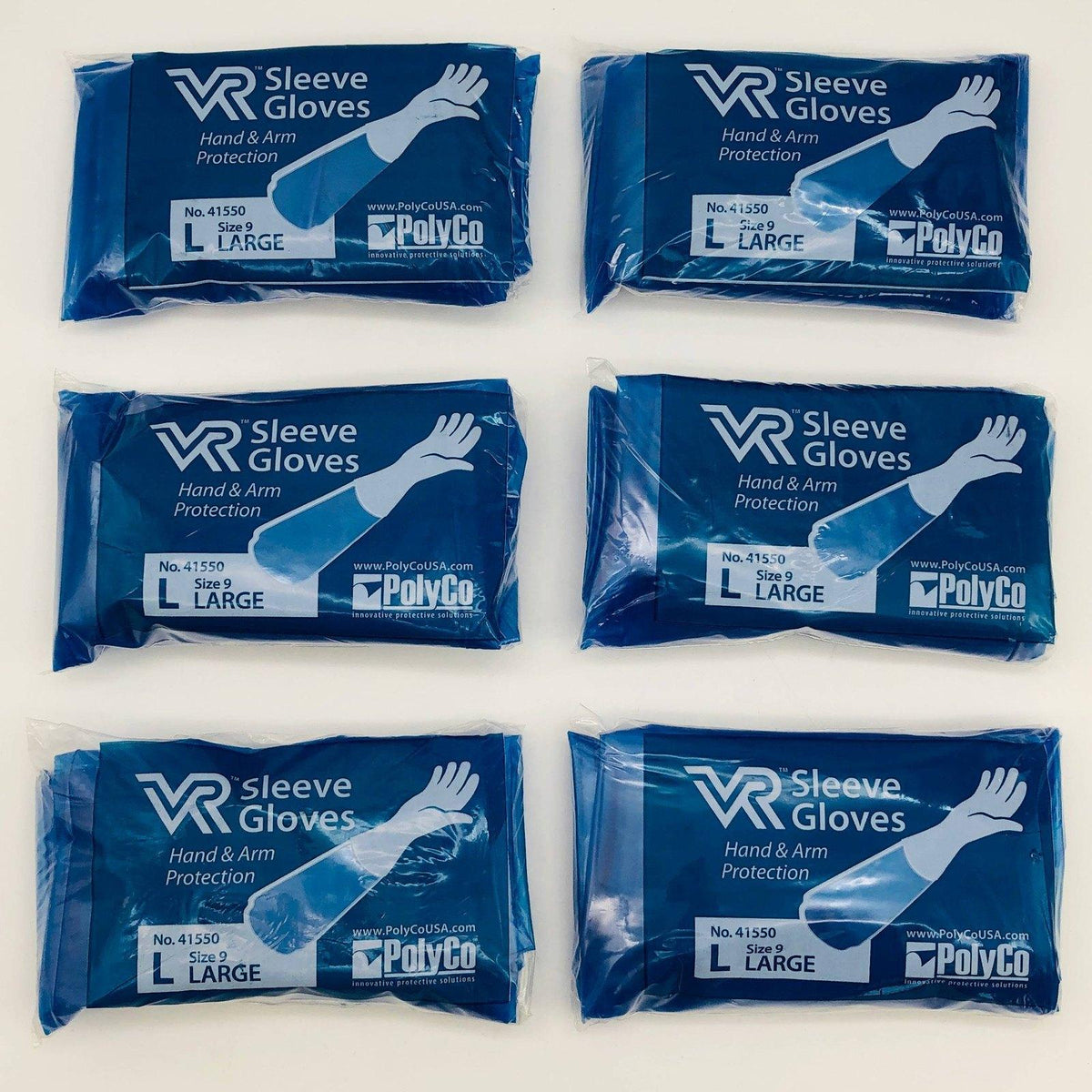 PolyCo 41550 Sleeve Gloves Large 11 Mil Disposable Nitrile Polyolefin ...