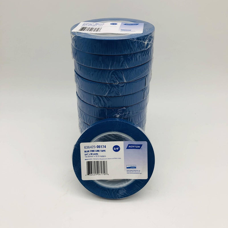 Norton 6174 Fine Line Masking Tape Blue 3/4in x 36 yds 63642506174 12 Rolls 9
