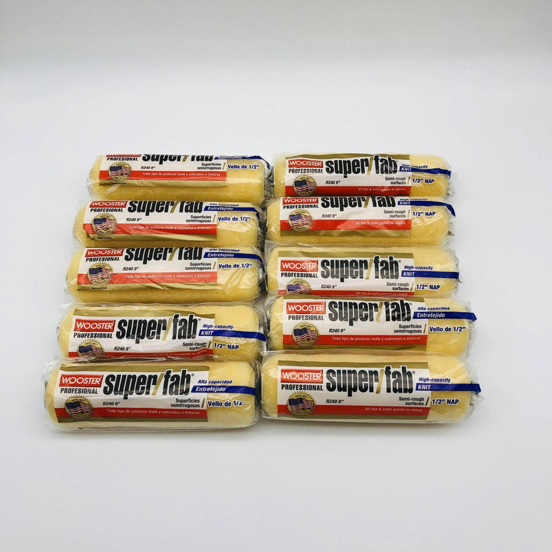 Wooster R240 Paint Roller Cover 9in w/ 1/2 Nap Super Fab Semi-Smooth 10pk 8