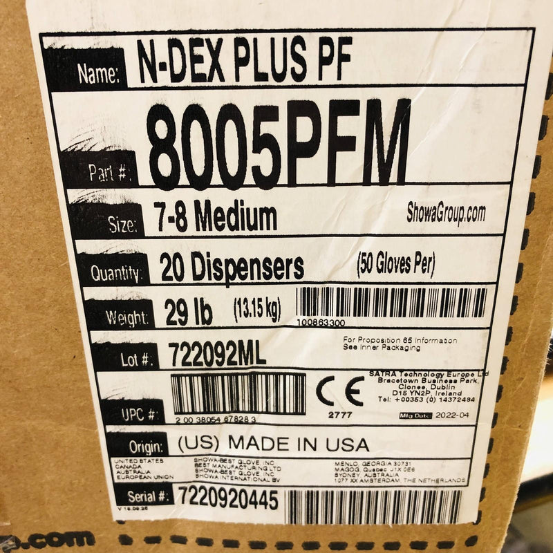 Showa 8005PFM N-DEX Plus Disposable Nitrile Glove 7-8 Medium Powder Free 1000pcs 4