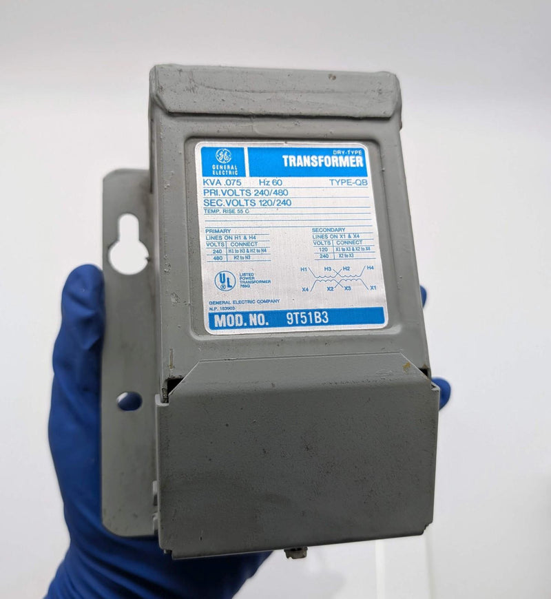 GE 9T51B3 Dry Type Transformer 240/460 V Primary 120/240 V Secondary 0.075 kVA 1