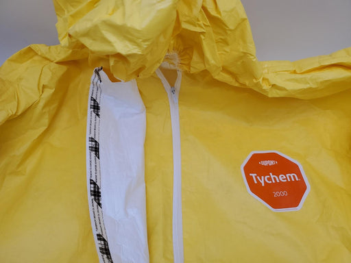 Dupont Tychem 2000 Hazmat Coverall Suit XL Hooded Socks Yellow QC122TYLXL000400 2