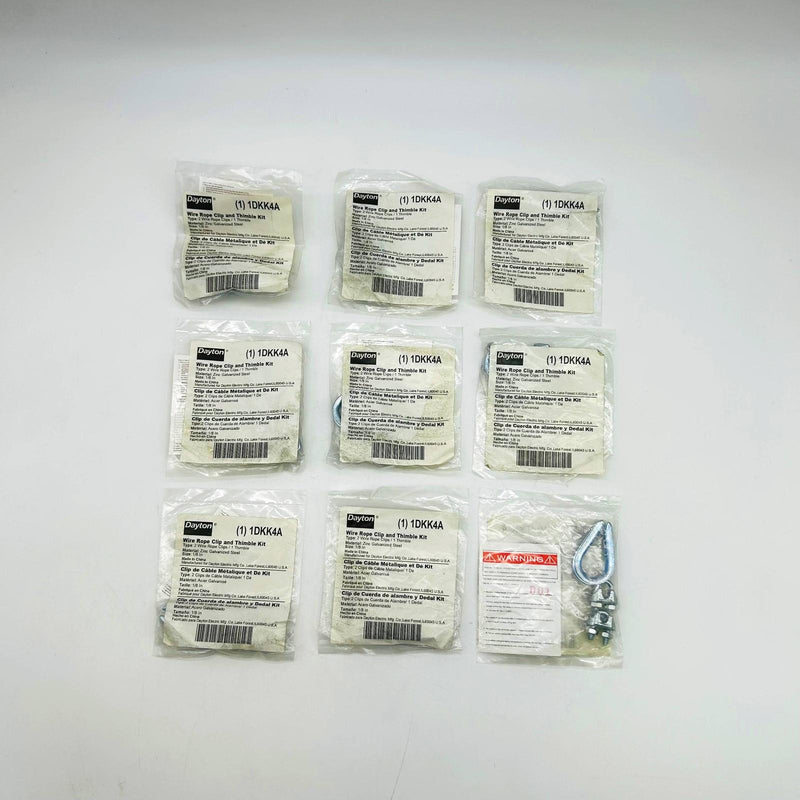 Dayton 1DKK4A Wire Rope Clip Thimble Kit 1/8in Zinc Galvanized Steel Lot of 9 5