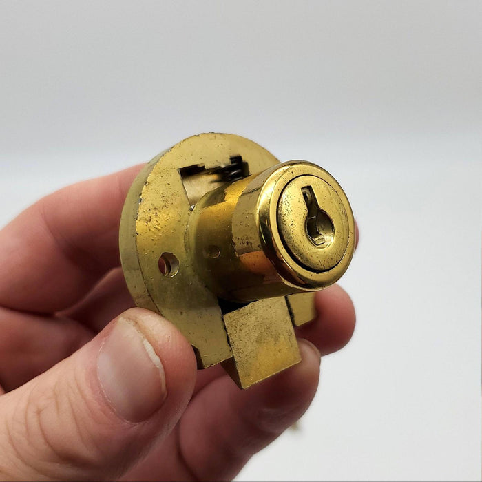 Illinois Drawer Lock 3/4" L x 7/8" D Cylinder Bright Brass Keyed Alike USA Made 2