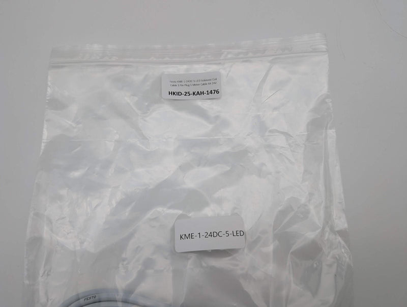 Festo KME-1-24DC-5-LED Solenoid Coil Cable 3 Pin Plug 5 Meter Cable 4A 24V 6