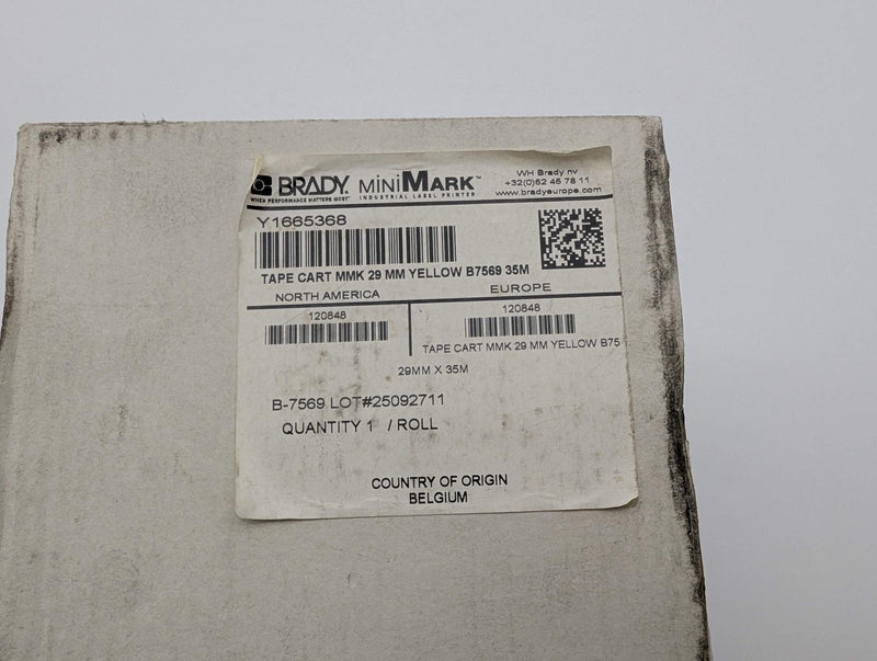 Brady 120848 Yellow Vinyl Film Label Tape Cartridge 1.125 IN W x 110 FT