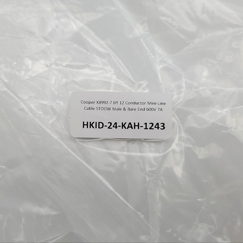 Cooper X8992-7 6ft 12 Conductor Mini-Line Cable STOOW Male & Bare End 600V 7A 4