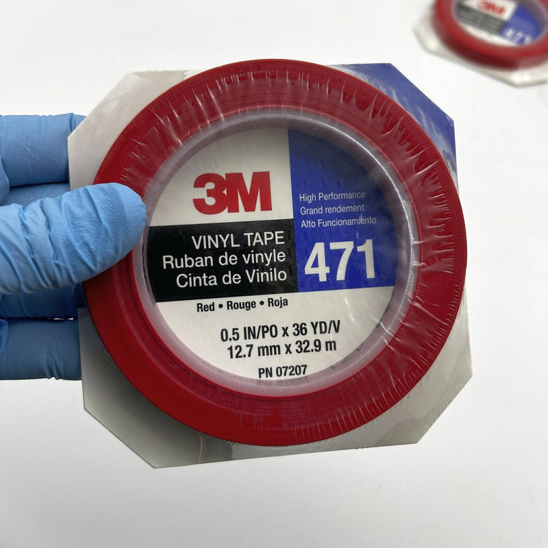 3M 471 Marking Tape Red Vinyl Red 1/2in X 36yds 5.2mil SS PN 07207 Lot of 3 2