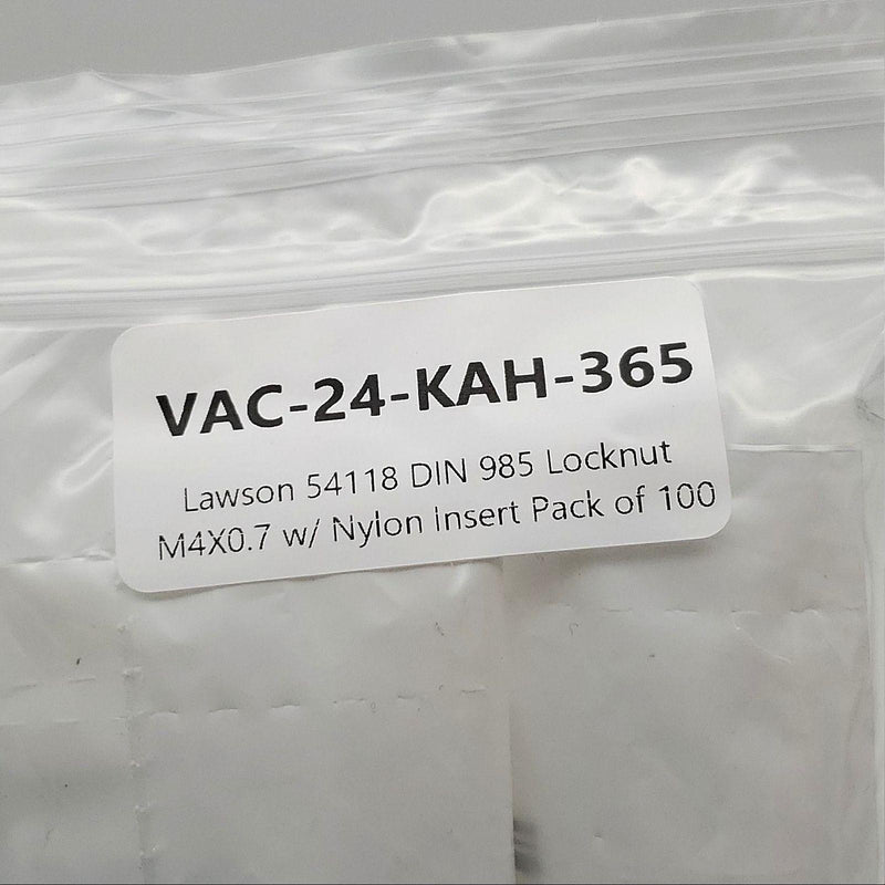 Lawson 54118 DIN 985 Locknut M4X0.7 w/ Nylon Insert Pack of 100 5