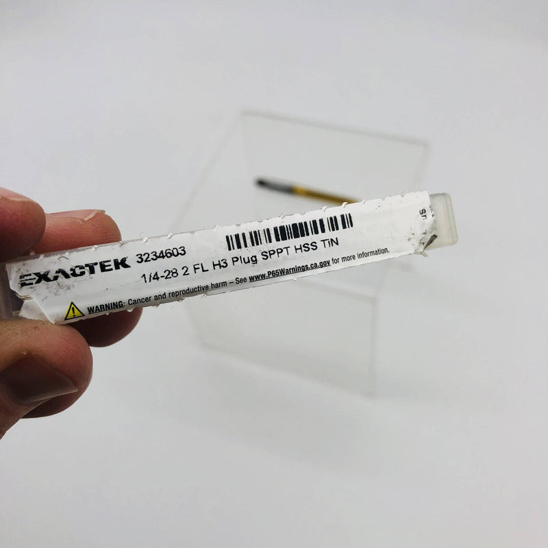 Exactek 3234603 Tap Plug Gun 1/4-28 2 Flute H3 SPPT HSS TiN Finish Spiral Point 2