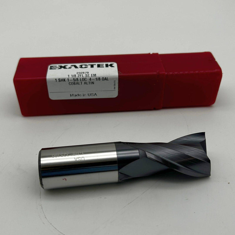 End Mill 1-1/8 2FL SE EM 1 SH x 1-5/8 LOC x 4-1/8OAL Cobalt AlTin Exactek 232879 1
