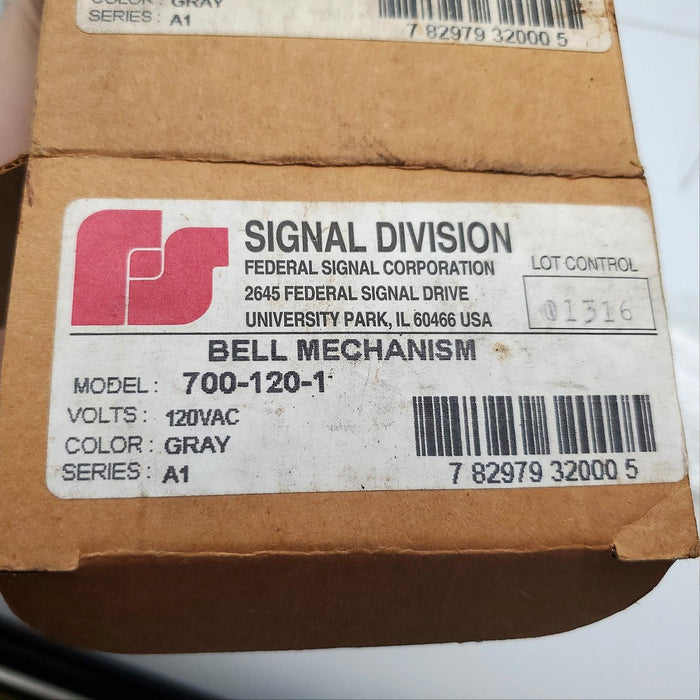 Federal Signal 700-120-1 Bell Mechanism Single Stroke 120VAC Gray 7