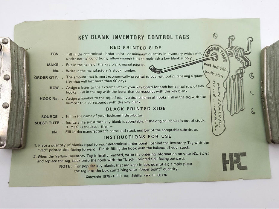 100x HPC INV-1 Key Blank Inventory Control Tags Double Sided Card Stock 4