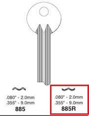 2x Ilco 885R Key Blanks for Some Yale Safe Deposit Boxes Nickel Silver 2