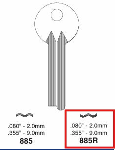 2x Ilco 885R Key Blanks for Some Yale Safe Deposit Boxes Nickel Silver 2